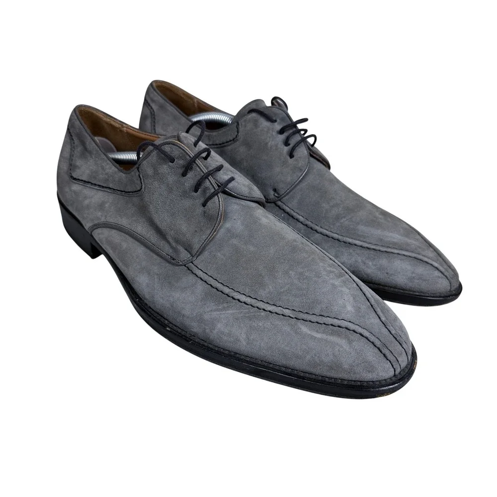 Mezlan Derby Shoes Mens 11M Grey Suede Split Toe Lace Up Dress Spain SKU 11124